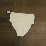 Kate Spade New York Solid Shirred High Waist Swim Bottom Cream Off White M
