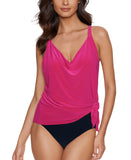 Magicsuit Womens Solid Winnie Cowl Neck Underwire Tankini Top Swim Ruby Pink 12