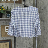 LC Lauren Conrad Womens Tie Front Cropped Plaid Button Up Shirt Blue Multi M