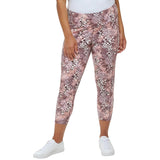 Calvin Klein Size Printed High-Waist 7/8 Leggings Conceal Creamsicle Brown 1X