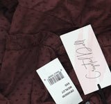 Crystal Doll Sweetheart-Neck Puffed Sleeve Fit Flare Dress Merlot Red 2XS