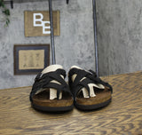 White Mountain Womens Harrington Footbed Sandal Strappy Black / Nubuk 9M