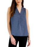 Alfani Womens Satin V-Neck Tank Top Navy Blue XL