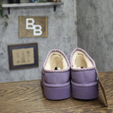 Bearpaw Suede Water-Repellent Wool Lined Platform Clog Slippers Purple Sage 8M