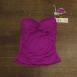 Anne Cole Womens Twist Front Bandeaukini Swim Top Bikini Fuchsia Purple M