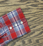 Wrangler Snap Front Western Plaid Long Sleeve Shirt Red / Blue See Measurements
