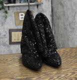 A New Day Womens Abba Sequin Foldover Tall Boots 91636693 Black 8.5M