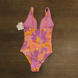 Roxy One Piece Plunge Swimsuit Slimming Tummy Control Lilac Purple Multi XS