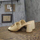 A New Day Womens Arden Raffia Ornamented Block Heels 93320205 Tan Brown 7.5M