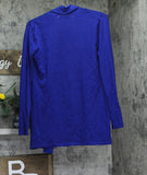 Kasper Womens Open Front Pointelle Pattern Knit Sweater Cardigan 10920021 Blue S