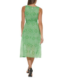 Tommy Hilfiger Belted Woven Sleeveless Surplice Dress New Leaf Green / Ivory 8