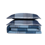 Truly Soft Trey Plaid Polyester 3-Piece Duvet Set Multicolor Blue Full/Queen