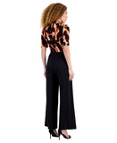 RACHEL by Rachel Roy Twisted Short- Sleeve Jumpsuit Leopard Black Multi 2XL