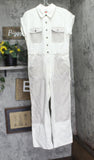Woolrich X TGT Womens Short Sleeve Western Jumpsuit Denim Cream Off White 8