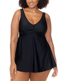 Raisins Curve Trendy Plus Size Lucia Twist-Front Swimdress One Piece Black 24W