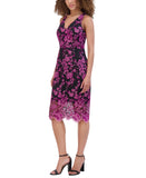Siena Womens Embroidered Mesh Sleeve Dress SATP1126 Fuchsia Pink / Black 12