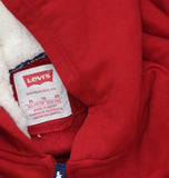 Levi's Boys Zip Up Sherpa Lined Hood Fleece Graphic Hoodie 91L963F Red XL