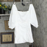 Danielle Bernstein Womens Off the Shoulder Button Up Babydoll Dress White 14