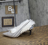 On 34th Womens Baeley Slingback Pumps 10018690600 Navy Stripe Blue 6.5M