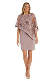 R&M Richards Womens Short Sequin Floral Lace Poncho Dress 2851