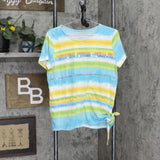 White Stag Womens Striped Sequin Side Tie Shirt Top 166a4910dd1f8c Blue Multi M