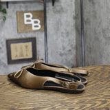 A New Day Camille Satin Slingback Bow Flats 94648295 Brown 8.5M