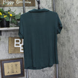 Auden Womens Cloud Knit Modal Notch Collar Short Sleeve Pajama Top Green M