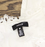 Aqua Embroidered Lace Button-Down V-Neck Top IBO27123 White 2XS