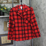 Wondershop Womens Plaid Flannel Long Sleeve Pajama Shirt Holiday Red / Black L