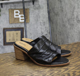 Earth Womens Etadara Stacked Heel Leather Sandals ETADARA Black 11M