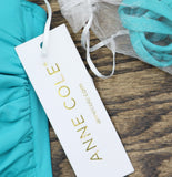 Anne Cole Standard Twist Front Shirred One Piece Swimsuit Teal Blue Green 8