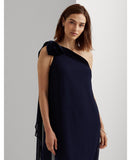 Lauren Ralph Lauren One Shoulder Mini Cocktail and Party Dress Navy Blue 18