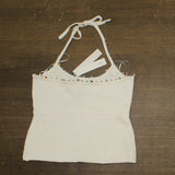 Aqua Womens Crochet Pebble Knit Halter Top GMS58615 White M