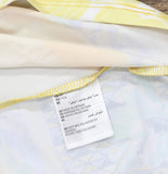 JM Collection Womens Printed Keyhole 3/4 Sleeve Top Lemon Yellow Ice Combo PS