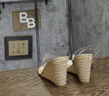 A New Day Womens Ansel Double Band Open Toe Wedge Heels 93320234 Tan Brown 9M