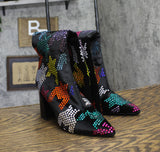 Betsey Johnson Womens Rhinestone Naomy Boot NAOM01S5 Black Multi 6M