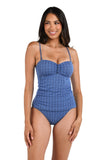 La Blanca Charmed Coast Tankini Swimsuit Top LB5SB86 Chambray Blue 14