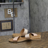 Sun + Stone Two-Strap Easten Slide Sandals 10008571000 Metallic Brown 6.5M