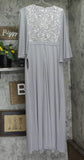 R&m Richards Womens Sequin Evening Dress Gown 99399 Silver Gray 10