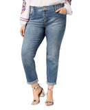 INC International Concepts Tummy Control Boyfriend Jeans Zenith Wash Blue 14W