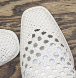 Steve Madden Dessa Woven Open Back Block Heel Mules DESS04S1 Bone Off White 5.5M