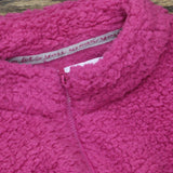Muk Luks Womens Quarter Zip Faux Sherpa Lounge Pullover Sweatshirt Berry Pink M