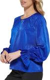 DKNY Womens Long Sleeve Satin V-Neck Ruffle Cuff Blouse P2JANQ40