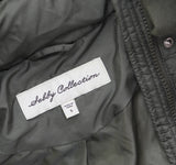 Sebby Collection Womens Long Belted Puffer Coat with Hood Jacket Olive Green S