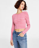 Tommy Jeans Back-Cutout Striped Ribbed Top T2GHNECG Rosebud Combo Pink XL