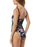 Carmen Marc Valvo Womens Ruched One Piece Swimsuit C5P529 Organic Bloom Black 4