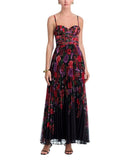 Aqua Womens Floral Bustier Maxi Dress IDO14179 Black Multi S
