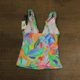 La Blanca Over-the-Shoulder Tankini Swimsuit Top Tropi-flage Blue Multi 8