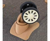 London Fog Herringbone Expandable Spinner Suitcase Luggage Navy Brown 24"