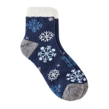 Auden Womens Snowflakes Winter Double Lined Cozy Ankle Socks Blue Multi 4-10